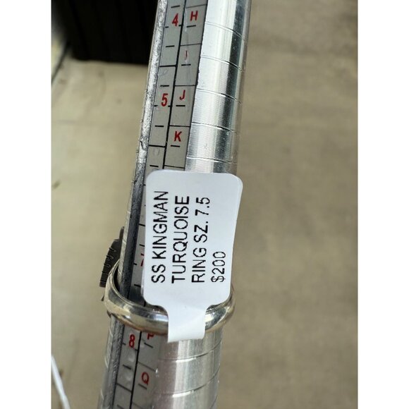 Navajo KL Sterling Silver Kingman Turquoise Cluster Statement Ring 7.5 signed - Picture 3 of 16